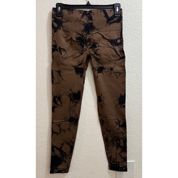 Brown Black Tie-Dye Leggings Size Large - Picture 4 of 4